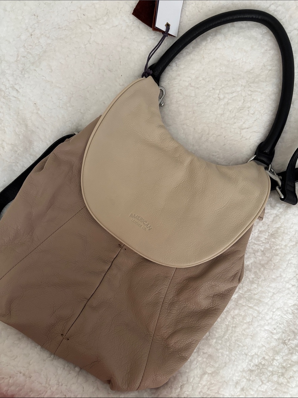 American Leather Two-Tone Beige & Cream Backpack - Picture 5 of 11